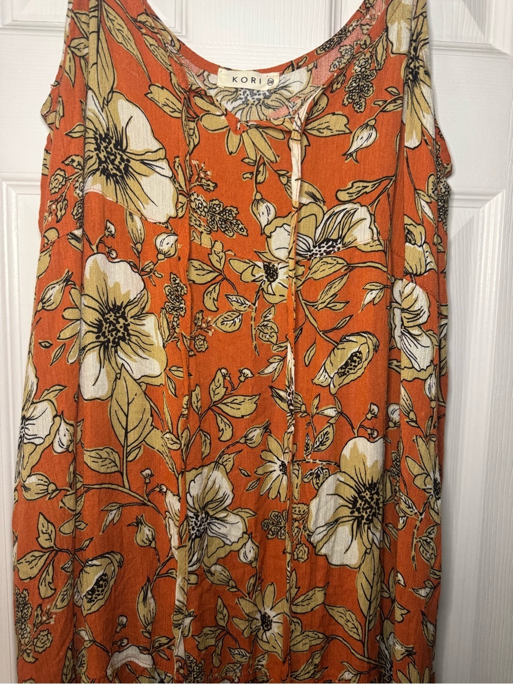 Kori Orange Floral Maxi Slip Dress with Adjustable Spaghetti Straps - Picture 8 of 10